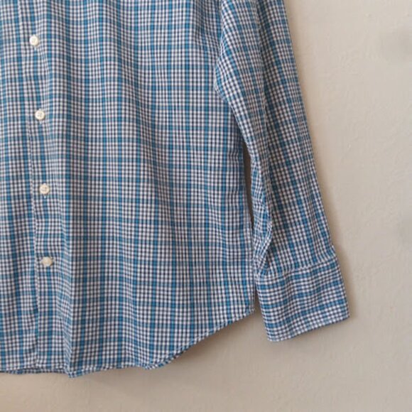 PETER MILLAR | Summer Comfort Performance Sport Blue Check Button Down Shirt L - Picture 7 of 13